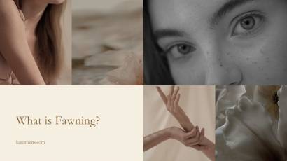 Collage of warm and monochrome portrait fragments - faces, hands and flowers - illustrating the hidden nature of the fawn response